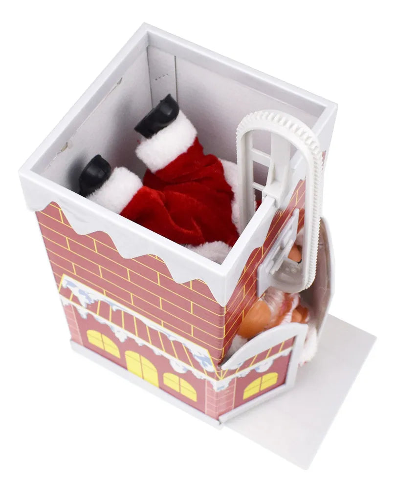 Papá Noel subiendo por la chimenea