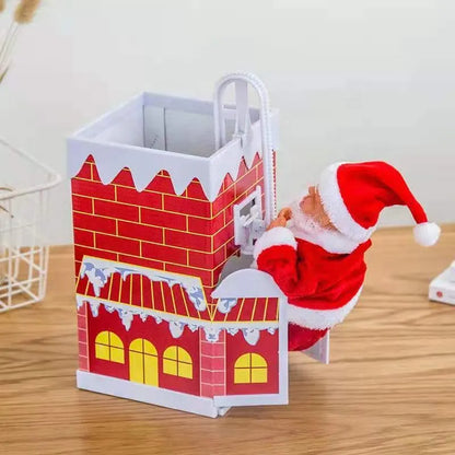 Papá Noel subiendo por la chimenea