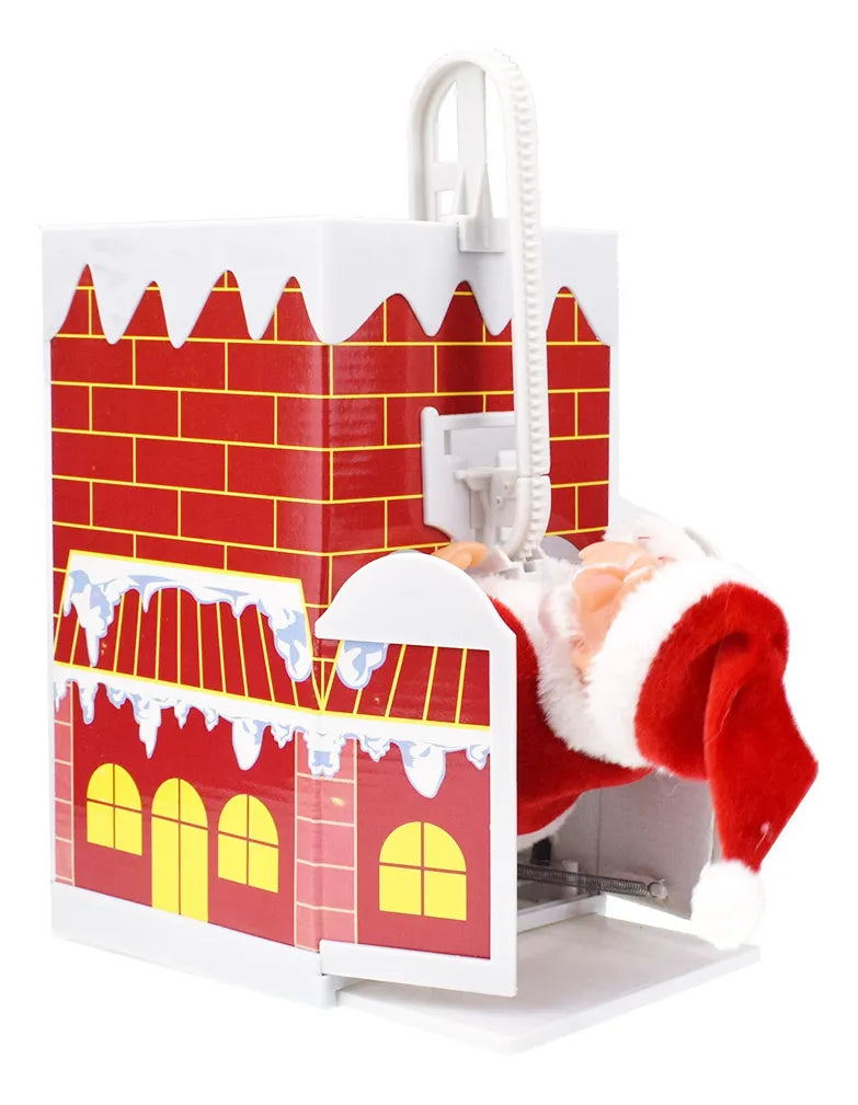 Papá Noel subiendo por la chimenea