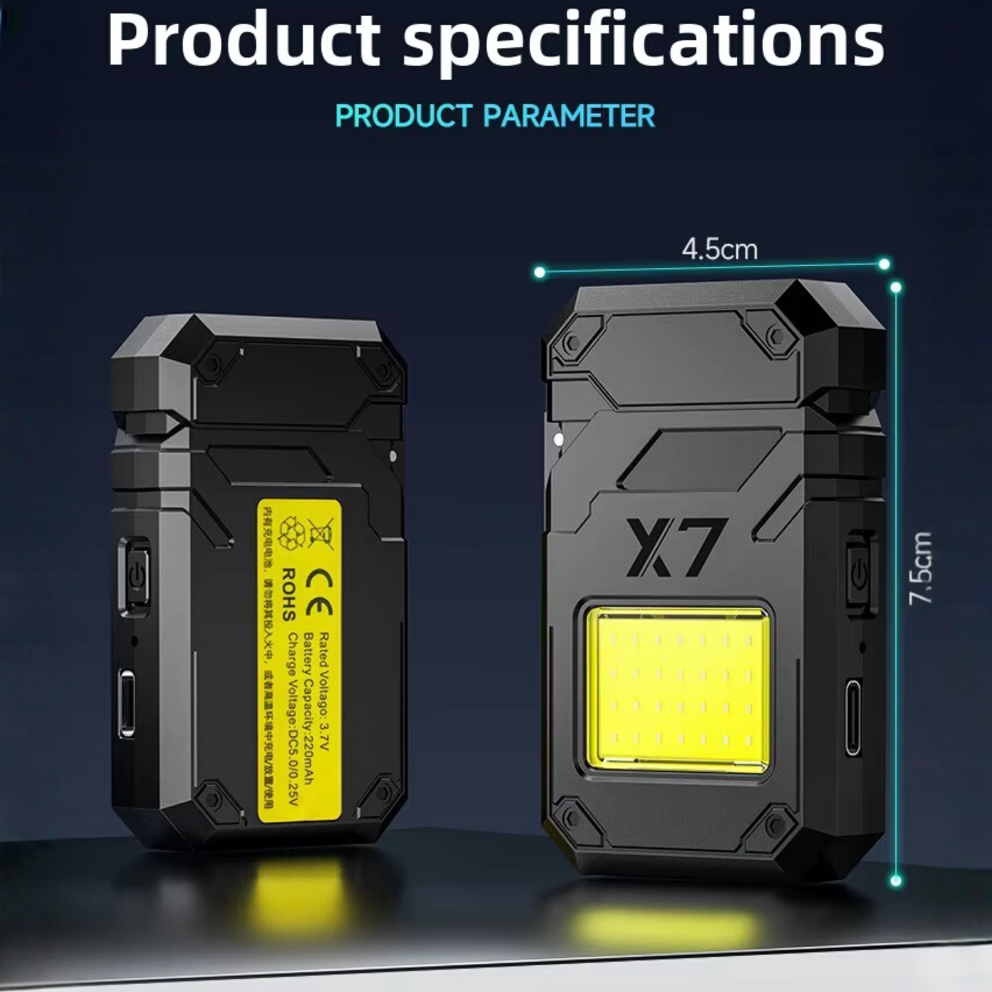 Linterna y Encendedor Llavero X7 usb