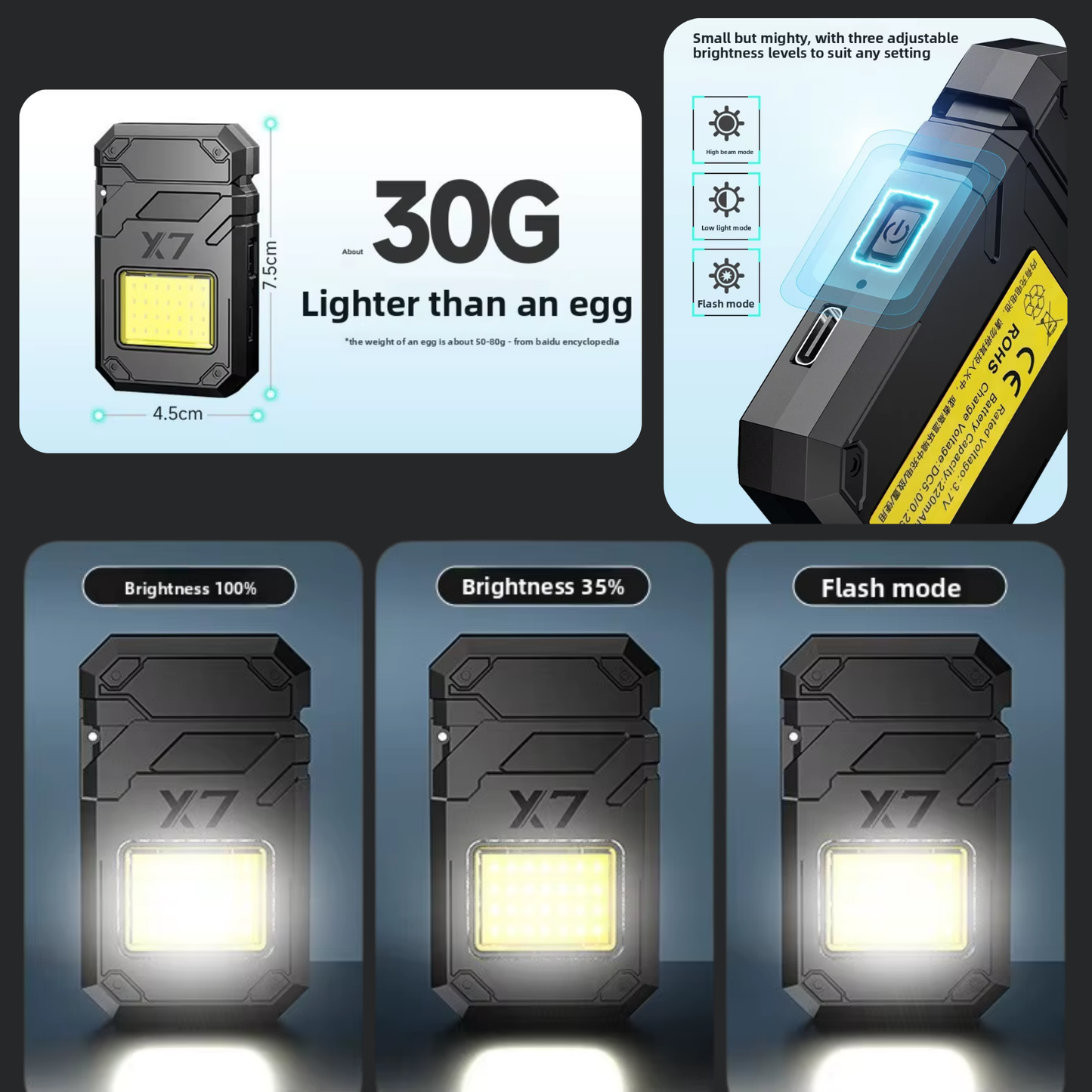 Linterna y Encendedor Llavero X7 usb