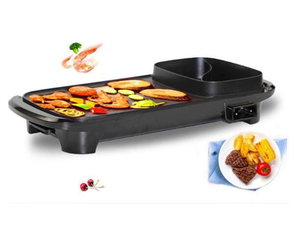 Parrilla eléctrica 2 en 1 olla asador