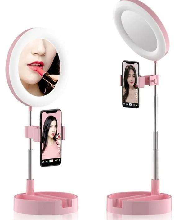 Espejo maquillaje con aumento LED aro